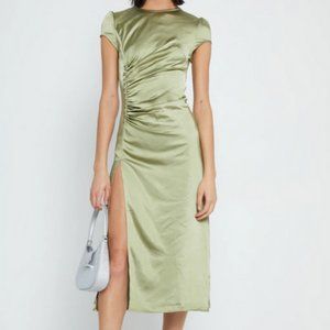 Few Moda Satin Midi Quinn Dress XS Moss NWT